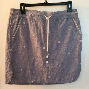 Sonoma grey white elastic waistline tie front casual slip on skirt size 10